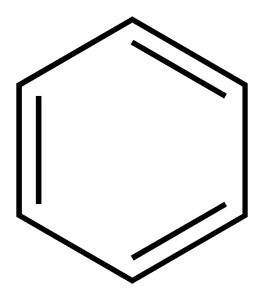 A benzene ring. Each corner is a C, attached to two other C's and one H.